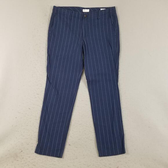 Gap Pants Mens 35x30 Pinstripe Slim Linen Trousers Flat Front Classic Dress - Picture 1 of 14